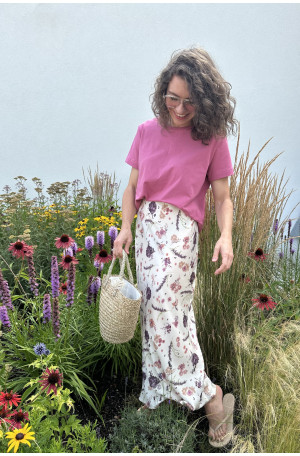 Romantyczna spódnica ze skosu – kwiatowy print, gumka | Marisol