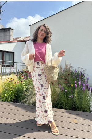 Romantyczna spódnica ze skosu – kwiatowy print, gumka | Marisol