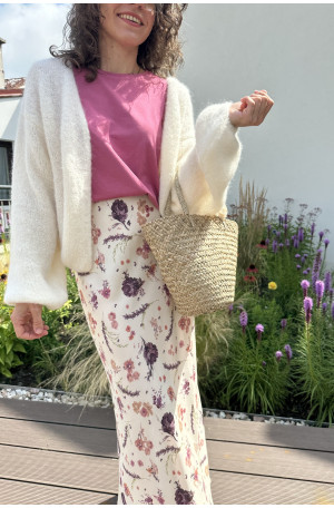 Romantyczna spódnica ze skosu – kwiatowy print, gumka | Marisol