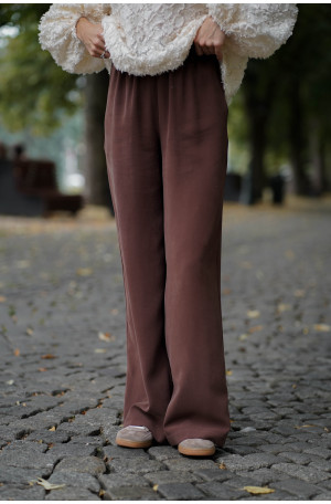 Spodnie damskie z wiskozy – szeroka nogawka, guma w pasie | Marisol