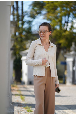 Spodnie damskie z wiskozy – szeroka nogawka, guma w pasie | Marisol