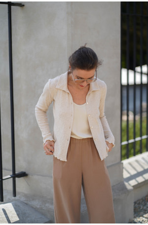 Spodnie damskie z wiskozy – szeroka nogawka, guma w pasie | Marisol