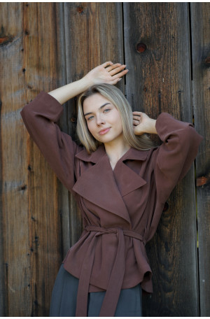 Kurtka Terra Chocolate – krótki trencz w kolorze czekoladowym | Marisol