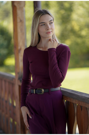 Longsleeve Classic Winę z prążkowanej dzianiny | Marisol