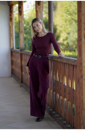 Longsleeve Classic Winę z prążkowanej dzianiny | Marisol