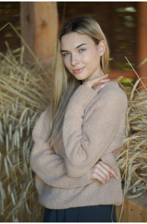 Klasyczny sweter o-neck z alpaki i wełny jagnięcej – Marisol