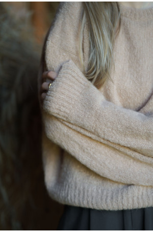 Klasyczny sweter o-neck z alpaki i wełny jagnięcej – Marisol