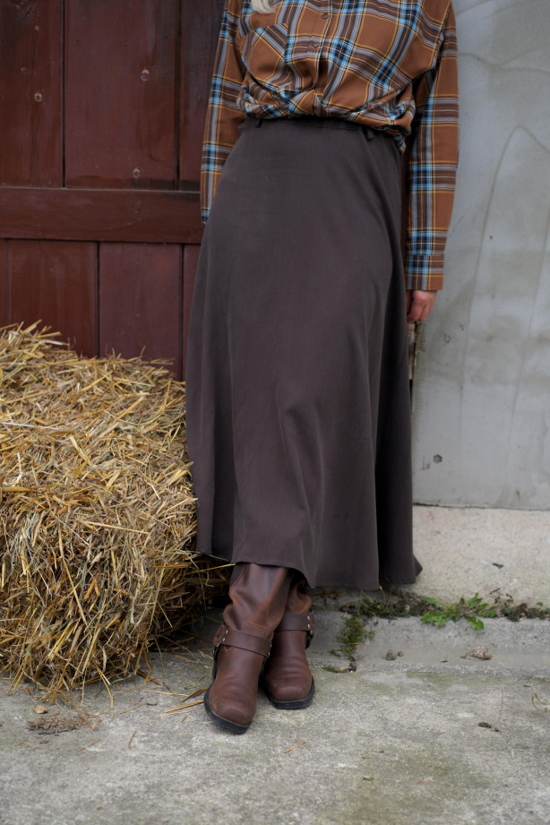 Spódnica Mocha – czekoladowa spódnica midi na gumie | Marisol