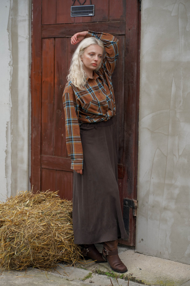 Spódnica Mocha – czekoladowa spódnica midi na gumie | Marisol