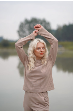 Longsleeve z grubego prążka – klasyczny fason, polska dzianina | Marisol