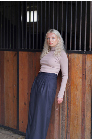 Golf mokka z prążkowanej bawełny – klasyczny golf damski | Marisol