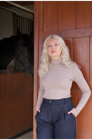 Golf mokka z prążkowanej bawełny – klasyczny golf damski | Marisol