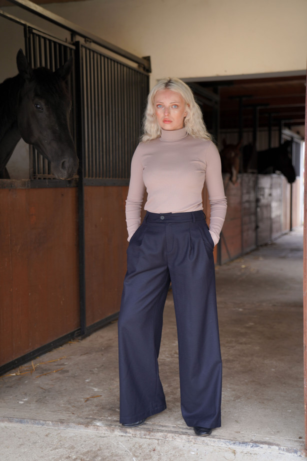 Golf mokka z prążkowanej bawełny – klasyczny golf damski | Marisol