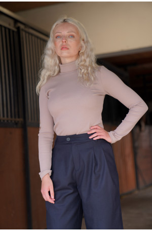 Golf mokka z prążkowanej bawełny – klasyczny golf damski | Marisol