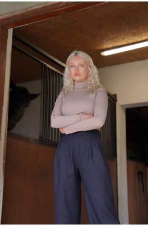 Golf mokka z prążkowanej bawełny – klasyczny golf damski | Marisol