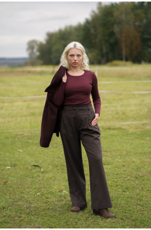 Spodnie wełniane Carlton – klasyczne, z zakładkami i szerszą nogawką | Marisol