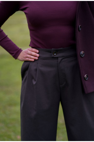 Spodnie wełniane Carlton – klasyczne, z zakładkami i szerszą nogawką | Marisol