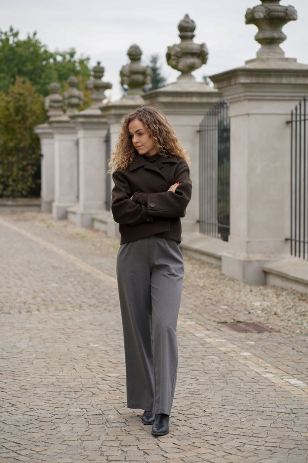 Wełniane spodnie z prostą nogawką i gumą w pasie | Marisol Wełniane spodnie z prostą nogawką i gumą w pasie | Marisol