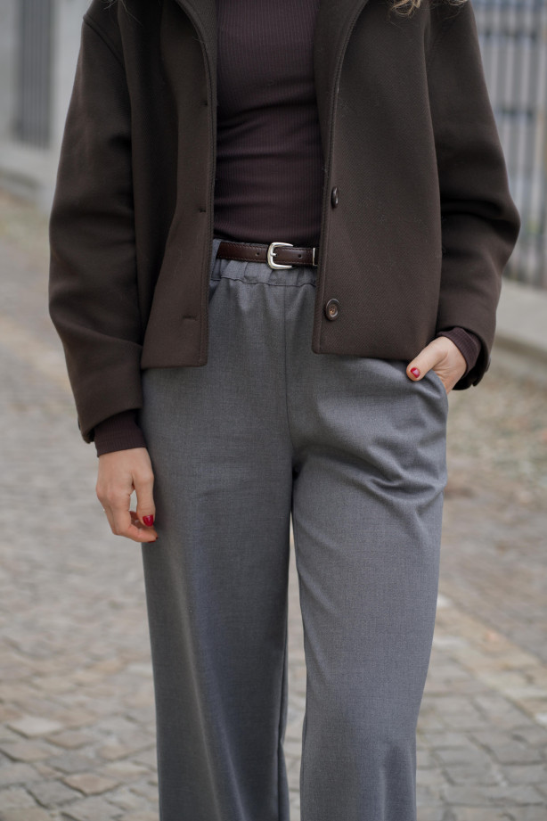 Wełniane spodnie z prostą nogawką i gumą w pasie | Marisol Wełniane spodnie z prostą nogawką i gumą w pasie | Marisol