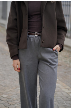 Wełniane spodnie z prostą nogawką i gumą w pasie | Marisol