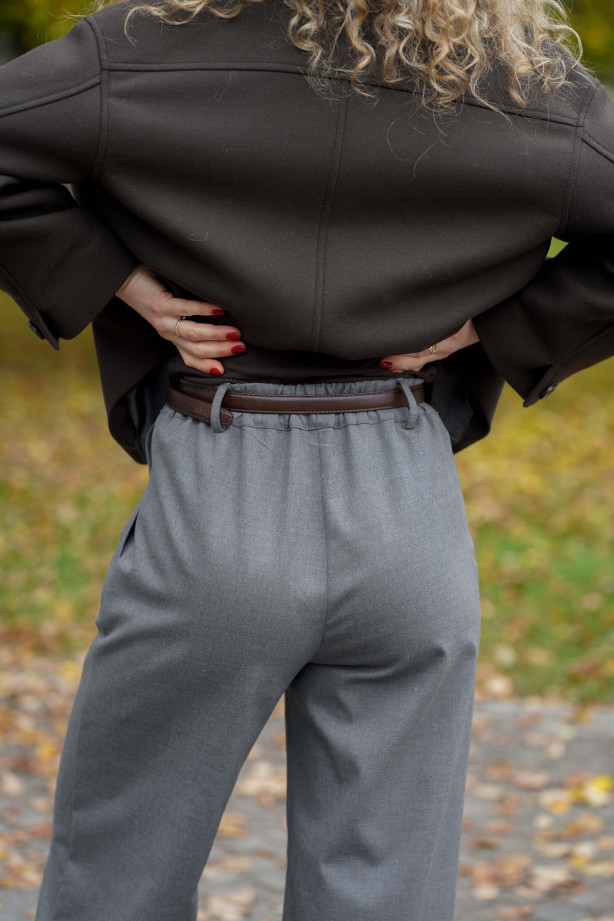 Wełniane spodnie z prostą nogawką i gumą w pasie | Marisol Wełniane spodnie z prostą nogawką i gumą w pasie | Marisol