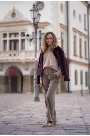 Wełniane spodnie z prostą nogawką i gumą w pasie | Marisol