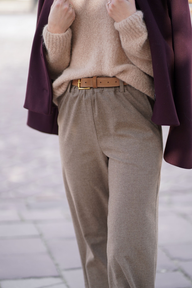 Wełniane spodnie z prostą nogawką i gumą w pasie | Marisol