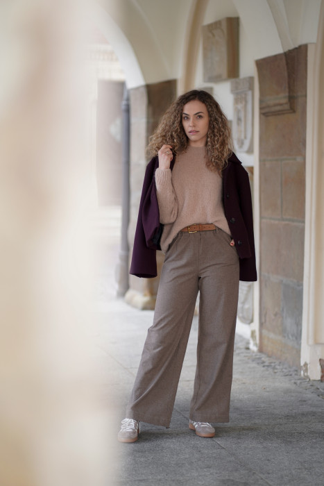 Wełniane spodnie z prostą nogawką i gumą w pasie | Marisol 2