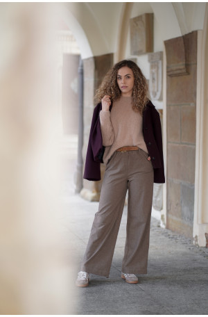 Wełniane spodnie z prostą nogawką i gumą w pasie | Marisol