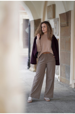 Wełniane spodnie z prostą nogawką i gumą w pasie | Marisol