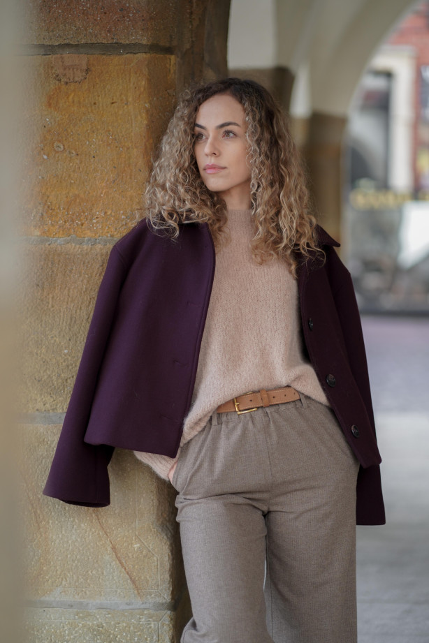 Wełniane spodnie z prostą nogawką i gumą w pasie | Marisol