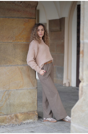 Wełniane spodnie z prostą nogawką i gumą w pasie | Marisol