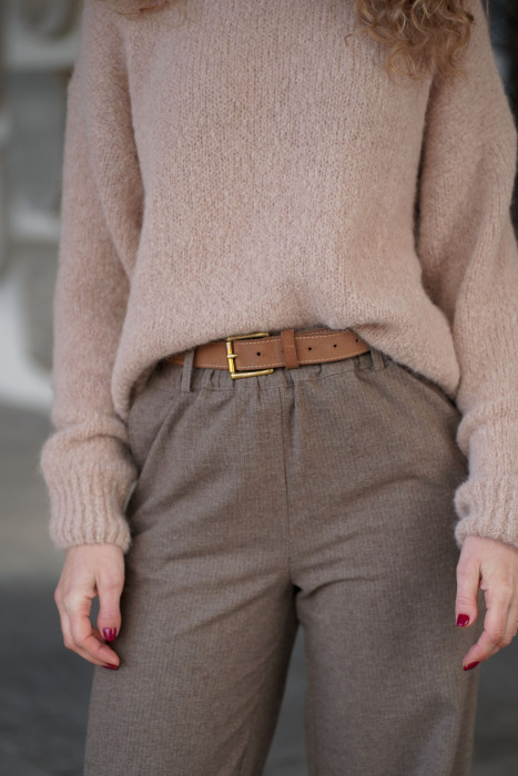 Wełniane spodnie z prostą nogawką i gumą w pasie | Marisol