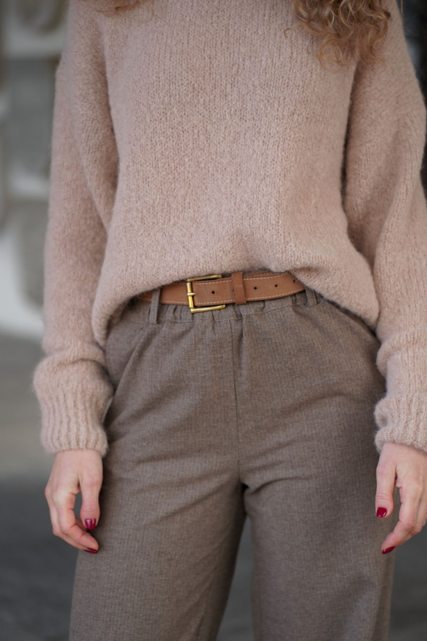 Wełniane spodnie z prostą nogawką i gumą w pasie | Marisol