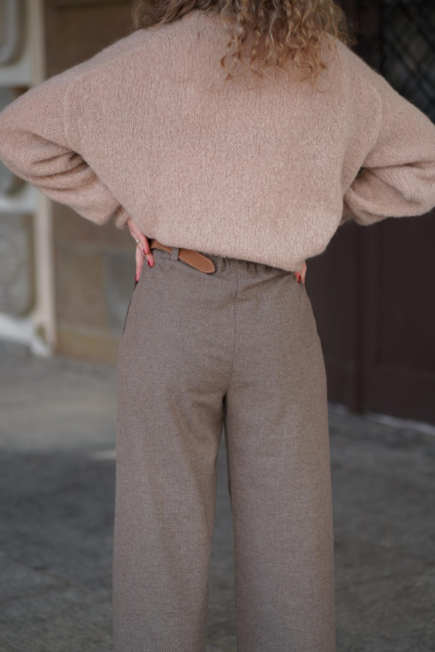 Wełniane spodnie z prostą nogawką i gumą w pasie | Marisol