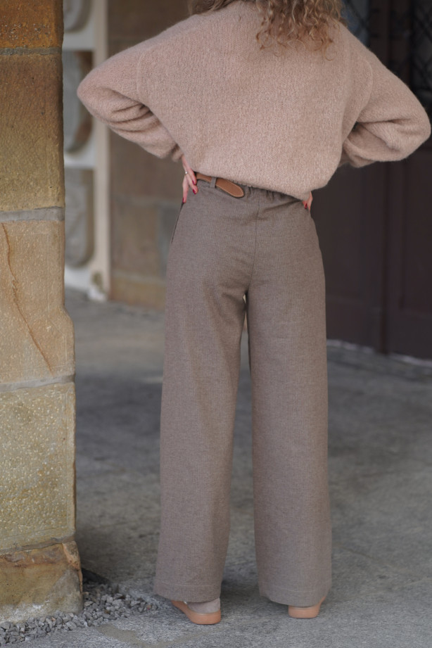 Wełniane spodnie z prostą nogawką i gumą w pasie | Marisol