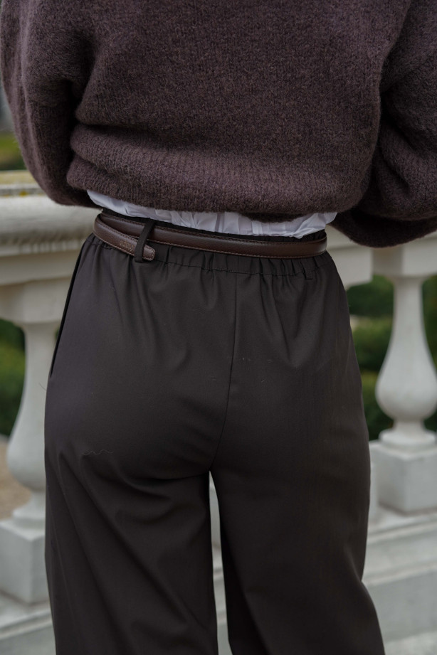 Wełniane spodnie z prostą nogawką i gumą w pasie | Marisol Wełniane spodnie z prostą nogawką i gumą w pasie | Marisol