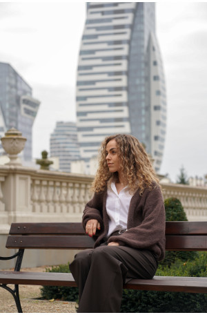 Kardigan typu chmurka wykonany z suri alpaca | Marisol