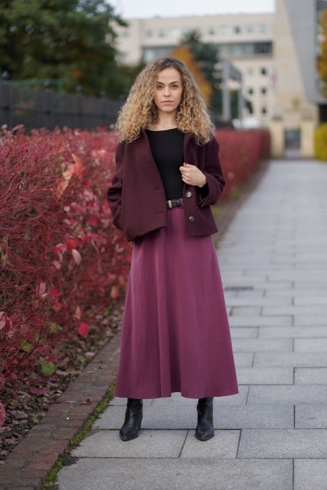 Spódnica Mocha – bordowa spódnica midi na gumie | Marisol