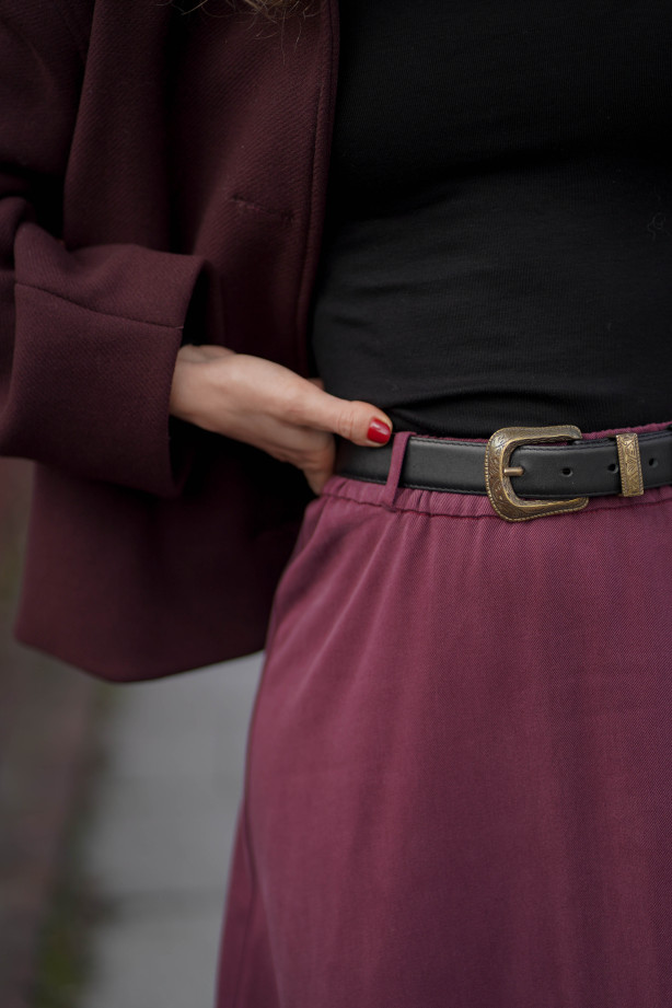 Spódnica Mocha – bordowa spódnica midi na gumie | Marisol Spódnica Mocha – bordowa spódnica midi na gumie | Marisol