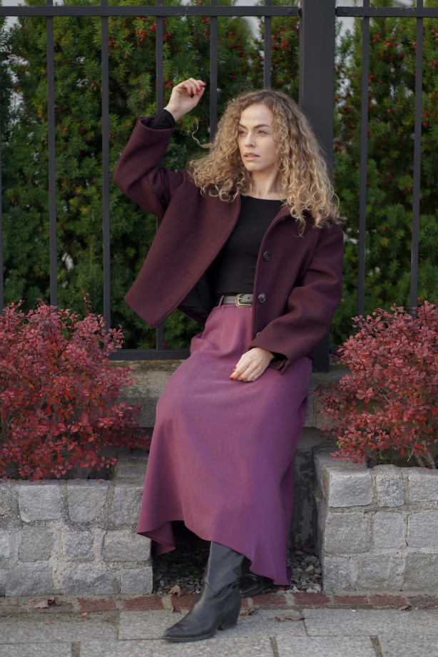 Spódnica Mocha – bordowa spódnica midi na gumie | Marisol Spódnica Mocha – bordowa spódnica midi na gumie | Marisol