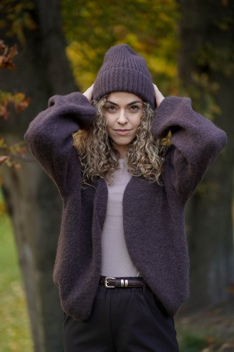 Klasyczna czekoladowa czapka z baby suri alpaki i wełny jagnięcej | MARISOL 2