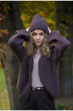 Klasyczna czekoladowa czapka z baby suri alpaki i wełny jagnięcej | MARISOL