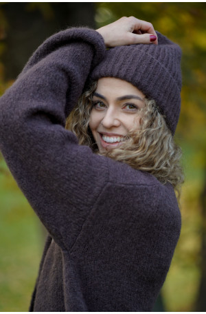 Klasyczna czekoladowa czapka z baby suri alpaki i wełny jagnięcej | MARISOL