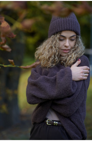 Klasyczna czekoladowa czapka z baby suri alpaki i wełny jagnięcej | MARISOL