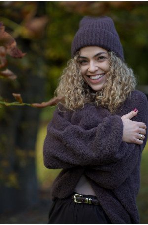 Klasyczna czekoladowa czapka z baby suri alpaki i wełny jagnięcej | MARISOL