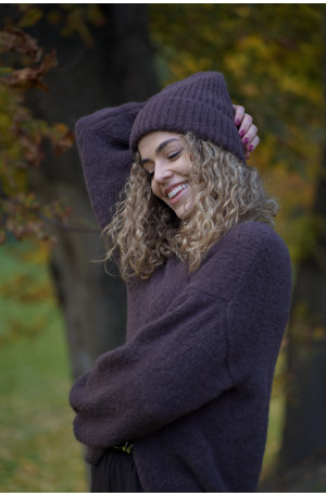 Klasyczna czekoladowa czapka z baby suri alpaki i wełny jagnięcej | MARISOL
