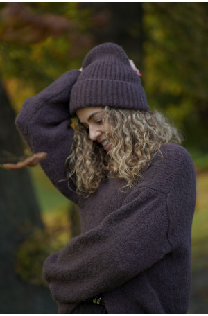 Klasyczna czekoladowa czapka z baby suri alpaki i wełny jagnięcej | MARISOL