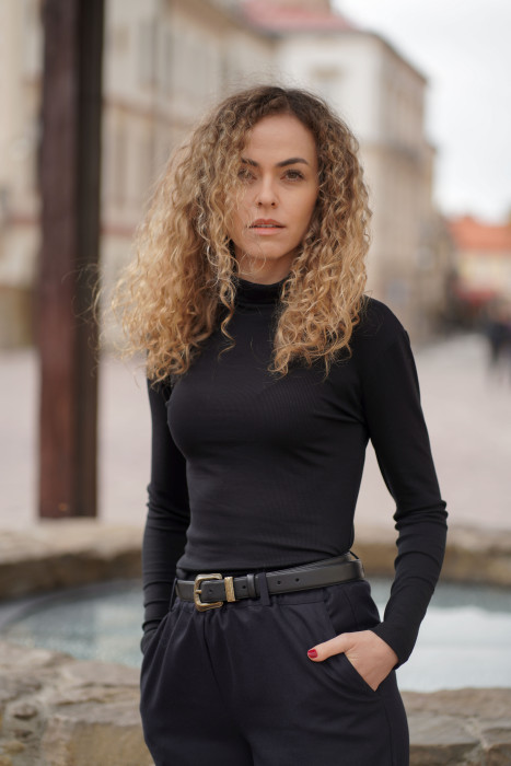 Golf classic z prążkowanej bawełny – klasyczny golf damski | Marisol