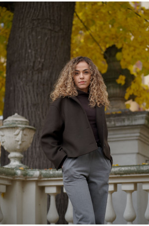 Kurtka wełniana oversize w fasonie pudełkowym – elegancka, diagonal | Marisol